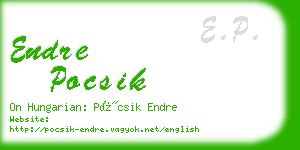 endre pocsik business card